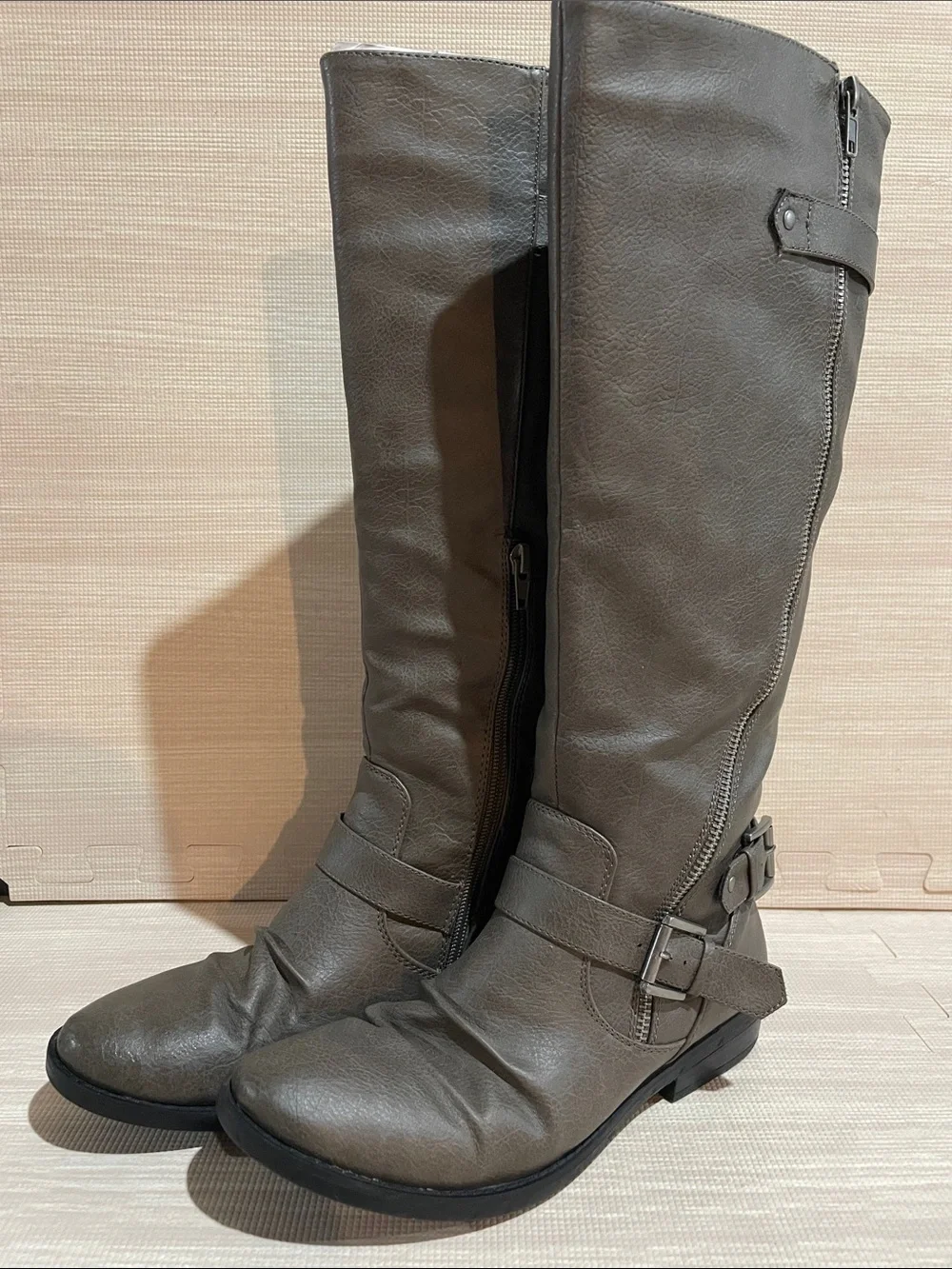 Rampage Tall Buckle Boots - Gray